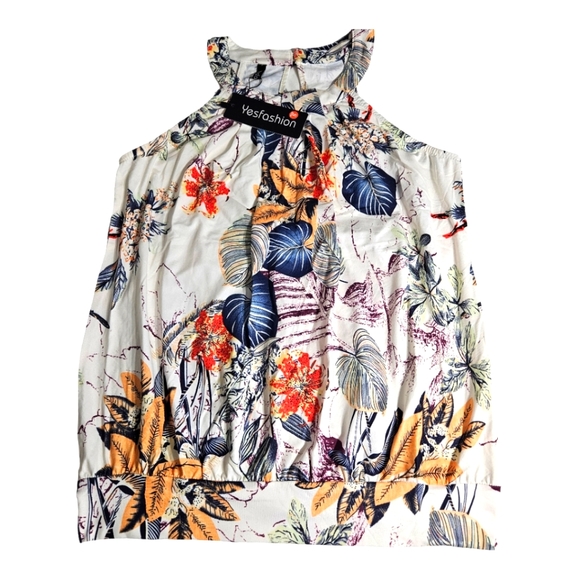 YesFashion Tops - Yesfashion Women Halter Twisted Pleated Tank Top Blouse